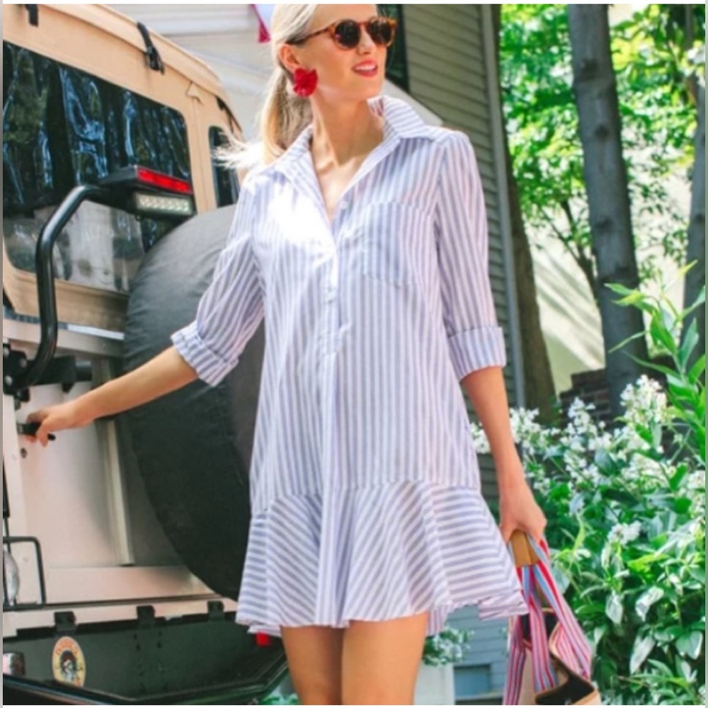 Tuckernuck Blue and White Striped Shirt Dress